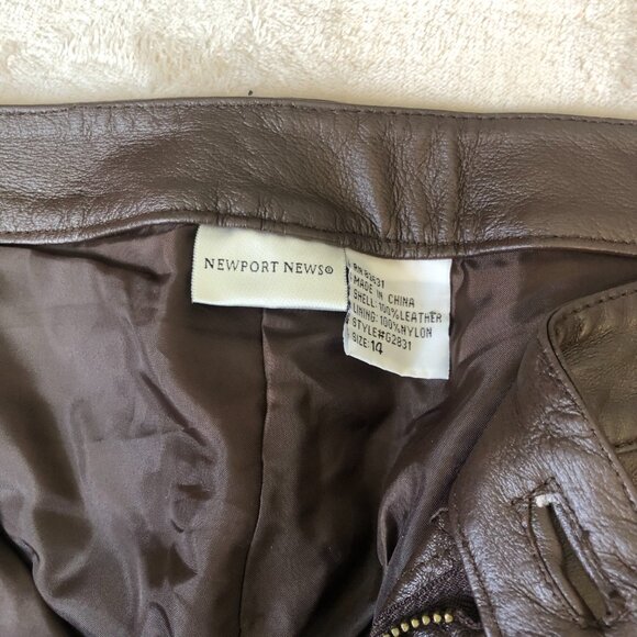 Women's 100% Leather Pants Brown - Picture 3 of 7